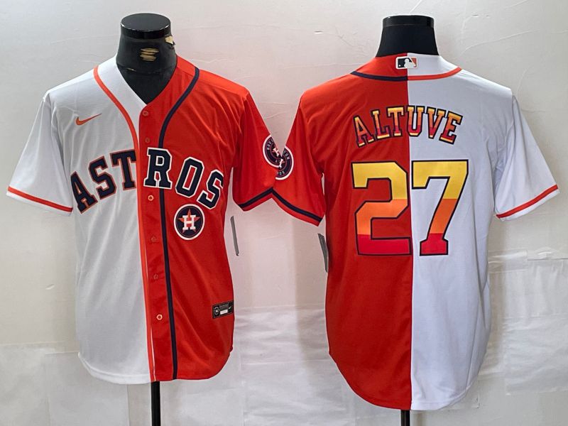 Men Houston Astros #27 Altuve White orange Nike 2024 MLB Jersey style 3->houston astros->MLB Jersey